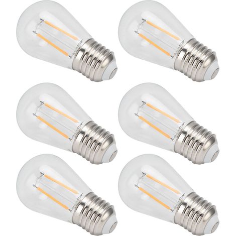 Guirlande lumineuse décorative à filament LED en verre style antique, culot S14 E27, 2 W, 220 V, lumière chaude transparente, lot de 10. (1/5)