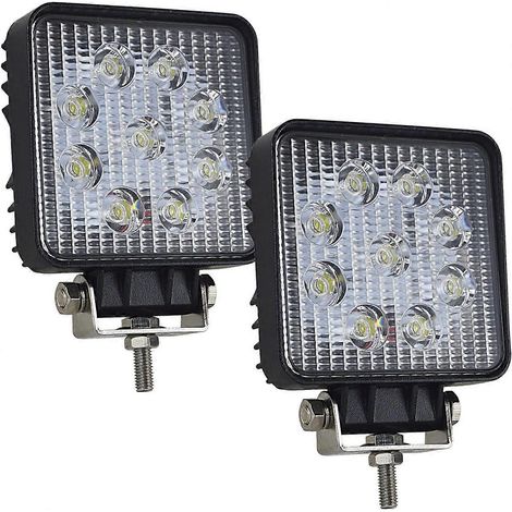 Lot de 2 barres lumineuses LED carrées de 3 pouces et 27 W pour travaux, faisceau large, idéales pour les camions tout-terrain, SUV et 4x4 (phares antibrouillard). (1/5)