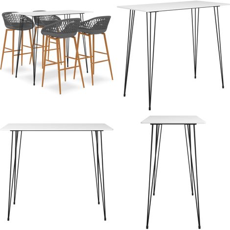 vidaXL 5-tlg. Bar-Set Weiß und Grau (1/5)