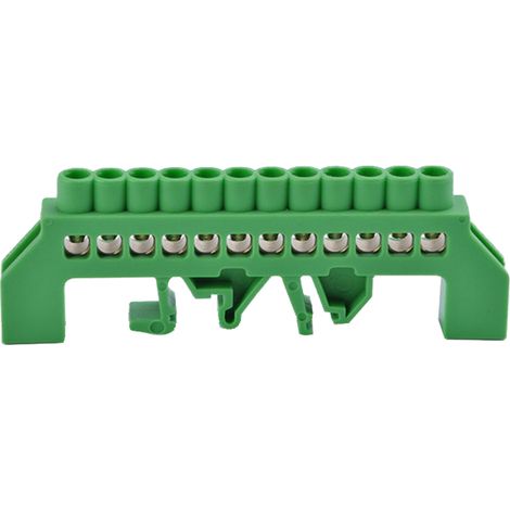 Bornier De Terre En Laiton Isolé 12x10mm² - Fixation Sur Rail Din