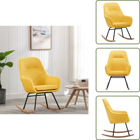 Chaise à bascule Jaune moutarde Tissu - Chaises À Bascule - Fauteuil À Bascule - Chaise Relaxante - Mobilier Extérieur - Meubles De Jardin (1/5)