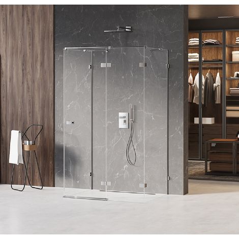 Cabine de douche chrome gauche 80x70 pivotante MAJORQUE CHROME accès de face (1/5)