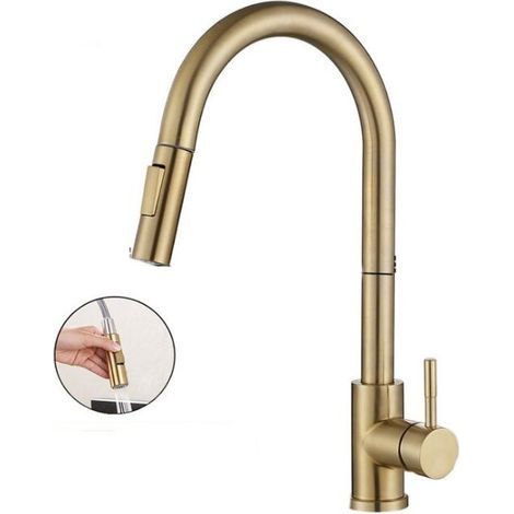 Rubinetto da cucina con miscelatore e doccetta estraibile – Acciaio inox – Finitura cromata – Rotazione 360° – 2 modalità di getto – Risparmio idrico del 50% (1/5)