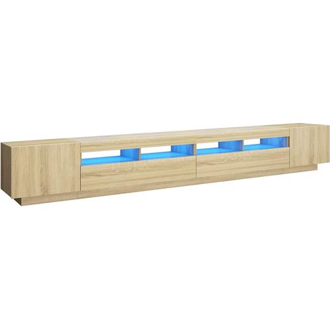 vidaXL Armario TV con luces LED color roble Sonoma 300x35x40 cm (1/2)
