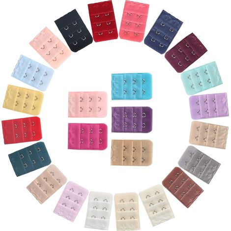 25PCS Extensions de Soutien-Gorge Multicolores - 3 Rangées 2 Crochets - Bra Extender 25 Couleurs (1/5)