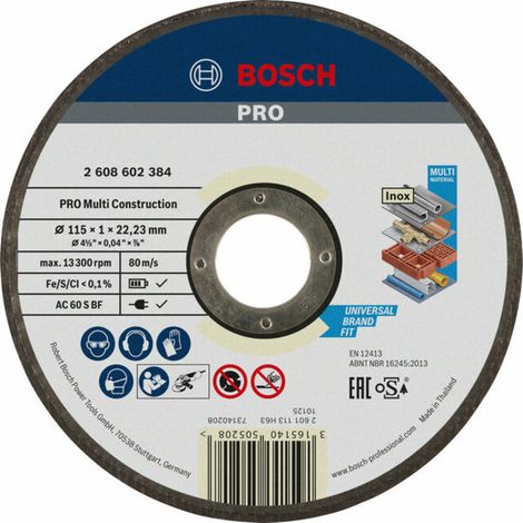 Bosch – Disque à lamelles pour meuleuse 115mm – Alésage 22,23mm – Épaisseur 1mm – Coupe nette pour métaux et pierre