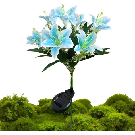 Lampes solaires de jardin  Guirlande lumineuse décorative en forme de lys artificiel à sept têtes avec piquet  Lampes solaires de jardin étanches- idéales pour une utilisation extérieure : mariages- b (1/5)