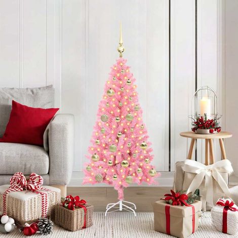 Weihnachtsbaum mit 150 LEDs mit Ständer Rosa 120 cm PVC