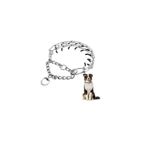 Chrome Force Hundehalsband, verstellbares Trainingshalsband für Haustiere, Hundehalsband aus Edelstahl mit Gummispitze (Silber-XL) - Crezuo