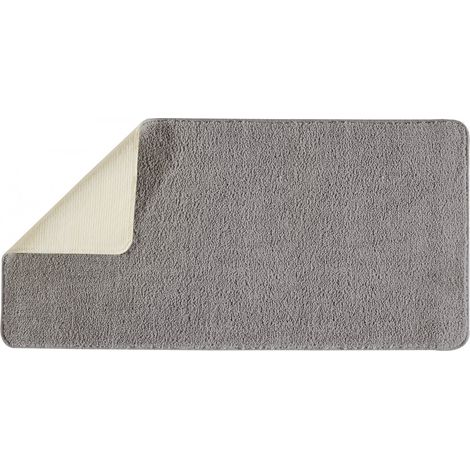 Tapis de bain uni 60x120 en polyester gris 60x120cm (1/3)