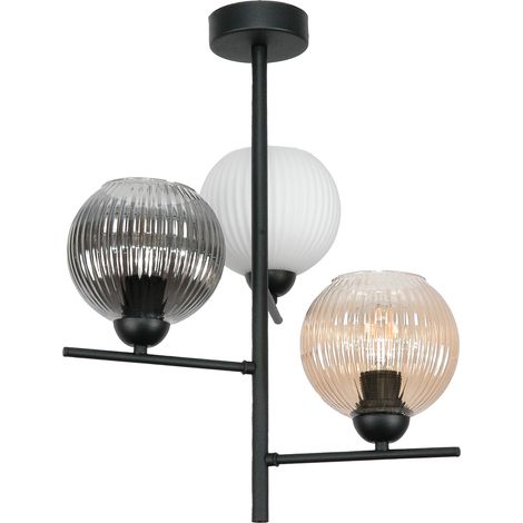 Lámpara de techo colgante clásica negra con pantalla de cristal 15-446 Pablo