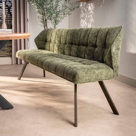 Banc 180x58x81 cm en tissu texturé vert et bronze - JORDI (1/5)