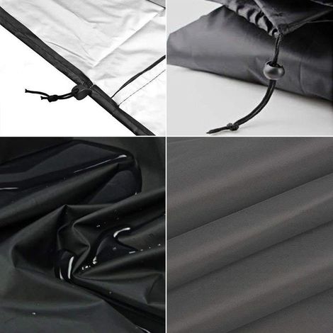 Housse de Protection pour Table avec Grilles D’aération, Iimperméable, Coupe-Vent, Anti-UV, Robuste Tissu Oxford 600D Housse Salon de Jardin Bâche Meuble, Rectangulaire (250x250x90cm) - Noir (1/4)