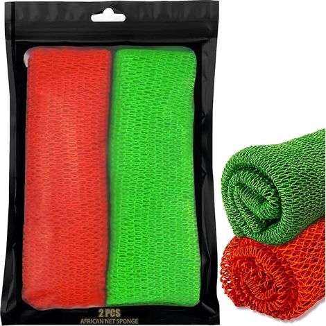 2 Pieces Shower Net, Sponge, Exfoliating Net for Body Back Scrubber, Deep Cleansing Your Body, High Elasticity Nylon, Bath Accessory for Women and Men (1/5)