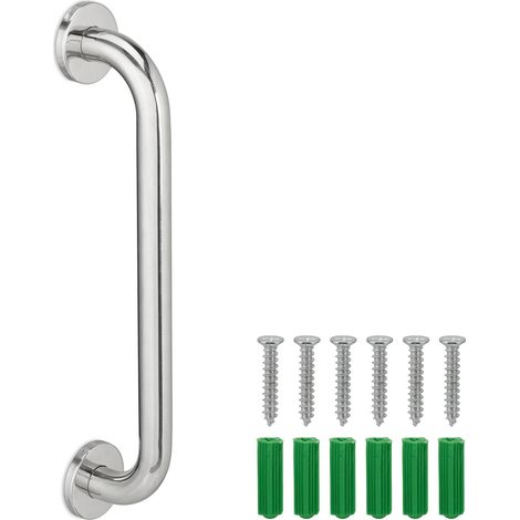 Relaxdays Maniglione per il Bagno, Maniglia da Parete per Vasca e Doccia Ausilio Anziani e Disabili fino 200 kg, Argento (1/5)