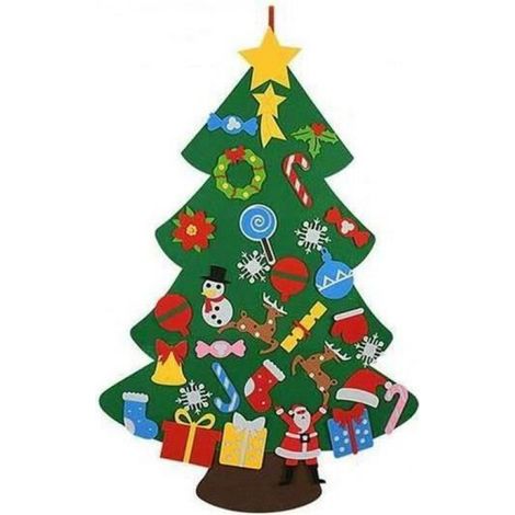 Sapin de Noël en feutre bricolage, décoration créative d'arbre de Noël à la main