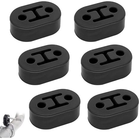 Lot de 6 suspensions d'échappement de voiture, en caoutchouc, 2 trous de 12 mm, support universel pour tuyau d'échappement (73,5 x 47,3 x 21 mm)