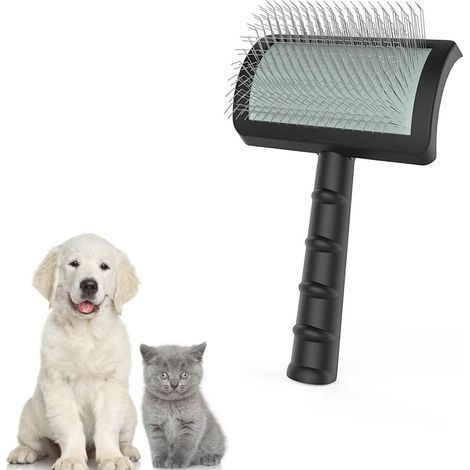 Brosse extra longue pour poils de grand chien Brosse métallique de toilettage pour animaux de compagnie, poils morts et morts Enlève les souspoils épais, les poils emmêlés, les squames, la (1/5)