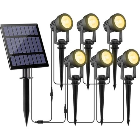 Spot Solaire Extérieur, 6 en 1 3000K Projecteur Solaire Exterieur Puissante, Etanche IP65 Lampe Solaire Exterieur, 2 Modes Lumiere Solaire pour Jardin, Allée, Chemin, Trottoir, Terrasse (1/5)