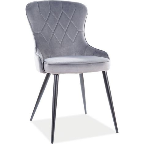Chaise design métal noir et velours gris Tilop (1/4)