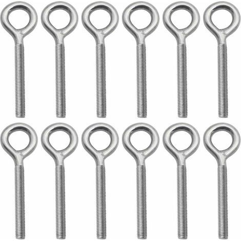 12Pcs M8 Eye Bolts 304 Stainless Steel Eyebolt Eye Screw Eyebolt for Swing Outdoor Machine