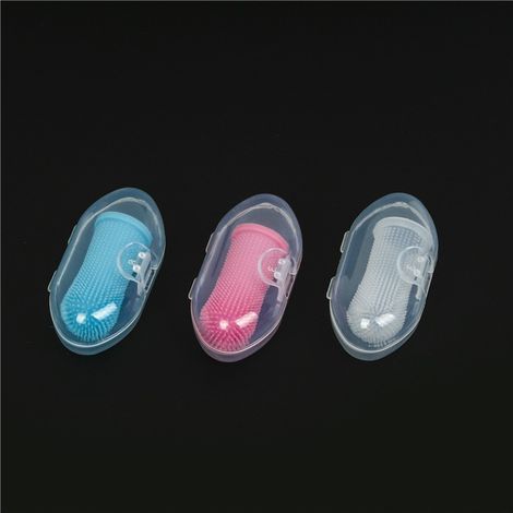 MINKUROW Spazzolino Da Denti Per Cani, Kit Spazzolino Da Dito (Confezione Da 3), Setole Completamente Avvolte, Denti Facili Da Pulire, Cure Odontoiatriche Per Cuccioli, Gatti E Piccoli Animali (Blu,Ro (1/3)
