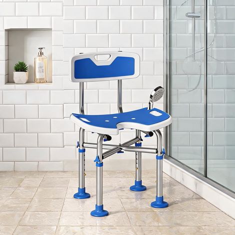 Chaise de douche réglable en aluminium et HDPE 48 x 47,5 x 82 cm (1/5)