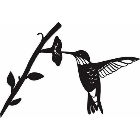 Silhouette d'oiseau en métal - - Noir - Fer forgé - Art mural - Décoration extérieure - Colibri - Durable (1/5)