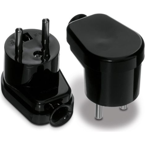 Enchufe extraíble en ángulo, 2P+Z, 16A, 250V, negro - VT-301-0015