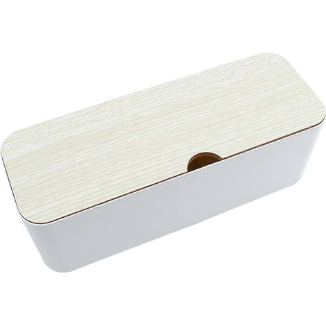 Boîte de rangement créative pour câble d'alimentation, multiprise, organiseur de câbles pour casque audio et autres appareils (blanche)-29.5X11cm