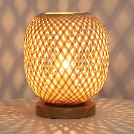 Lampe de table dimmable en rotin - petite table de chevet en osier (1/5)