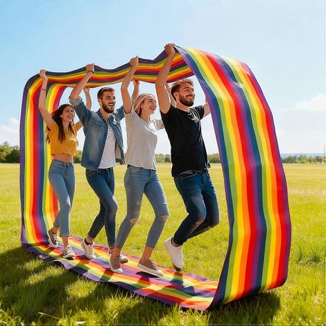 Tapis de course rayé coloré pour jeux de collaboration groupe team building bureau fêtes défis extérieurs en famille (1/5)