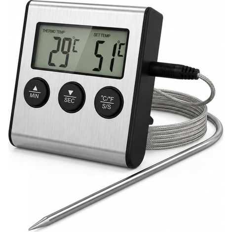 Thermomètre Cuisine Numérique avec Grand Écran LCD Alarme et Minuterie (1/5)