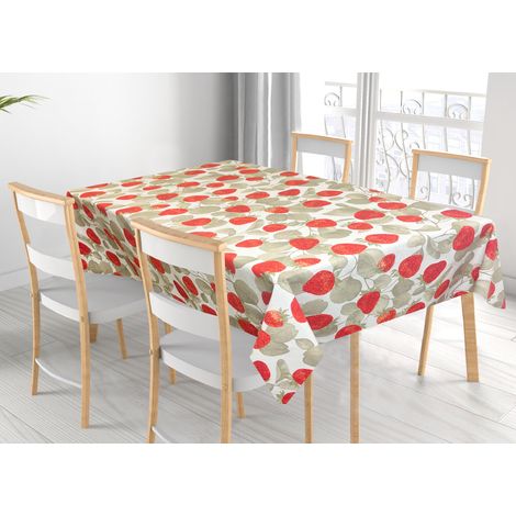 Tovaglia Per Salotto Cucina Tavolo 100% Cotone Made In Italy Fragola RP, misura140x140coloreFragola (1/4)
