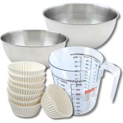Set pâtisserie avec 100 moules à muffins en papier, 2 bols à mixer, verre mesureur et spatule Zenker (1/5)
