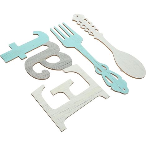 Décoration Murale Effet Décoratif Unique et Créatif en Bois Lettres Eat Rustique Fourchette et Cuillère, Panneau Décoratif Cuisine et Salle à Manger (1/5)