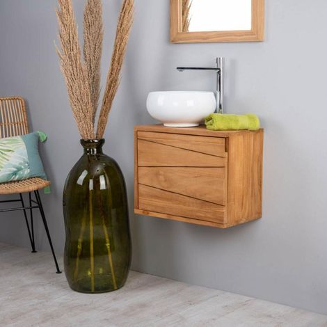 Mueble para cuarto de baño suspendido de teca Cosy 40cm
