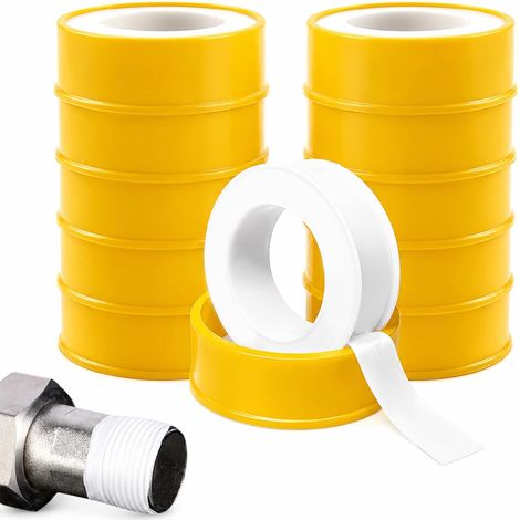Lot de 10 Rouleaux de Ruban d'Étanchéité en PTFE pour Filetage Fin DN10 selon DIN EN 751-3, 12 mm x 0,1 mm x 12 m (60 g/m²) pour Tous Vos Besoins de Scellage (1/5)