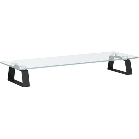 Supporto per monitor tavolo scrivania mobile 60 x 20 x 8 cm vetro temperato e metallo nero 020044897
