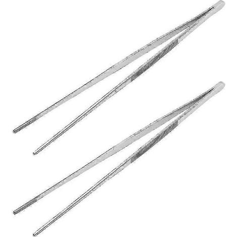 Pinces de cuisine, pinces de cuisine en acier inoxydable, grandes pinces de cuisine, pinces de cuisine de précision, pinces de cuisine, pinces à barbecue pour la cuisson, pinces de cuisine plates (1/5)