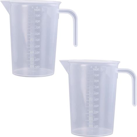 Verre Doseur - 2 Pièces - Plastique - Gradué 1000ML - Cuisine Et Laboratoire - Transparent (1/5)