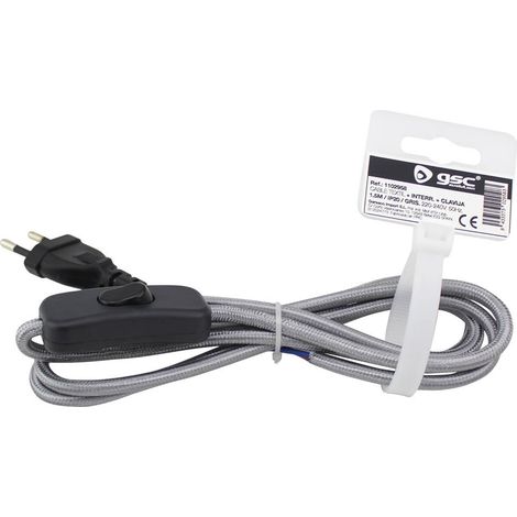 Cable textil 1.5M (2x0.75mm) clavija + interruptor Gris GSC 001102958 (1/2)