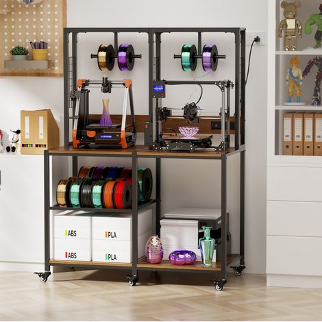 Bureau imprimante 3D double mobile métal noir OKMYHOME (1/5)