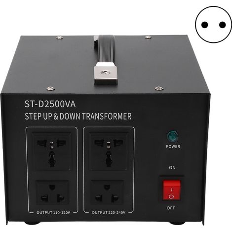 Convertisseur de tension universel 2500W, prise UE, transformateur élévateur 110‑120V vers 220V et abaisseur 220‑240V vers 110V (1/5)