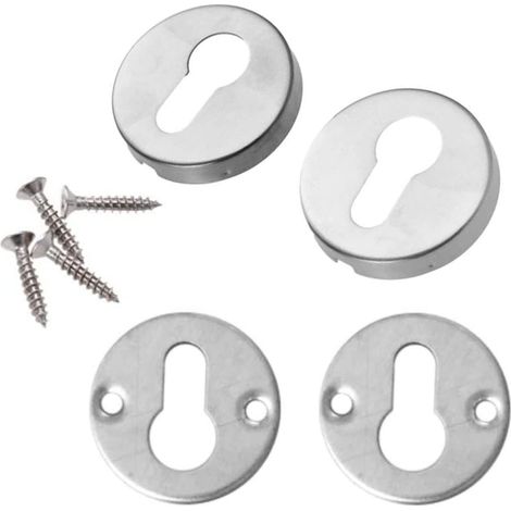 Couvertures en acier inoxydable pour serrure de porte,Lot de 2(2 housses supérieures+2 couvercles inférieurs,avec 4 vis),Acier inoxydable,Couvertures d'oeil de serrure (1/5)
