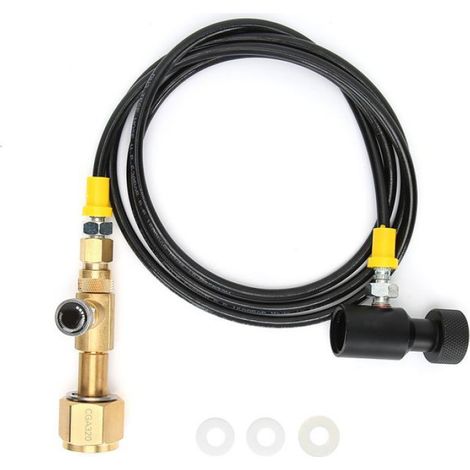 Adaptateur CO2 - CGA320 - Raccord Souple 1,5 m - Valve de Sécurité Intégrée - Pour Recharge de Bouteilles de Gaz Carbonique - 1 Pièce (1/5)
