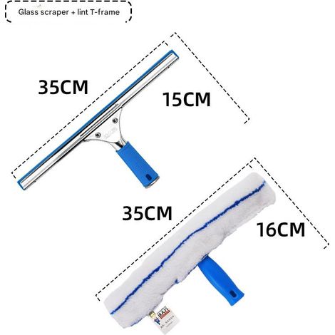 Raclette à vitres professionnelle (35 cm), adaptée au nettoyage des salles de bains, des salles de douche, des voitures et des fenêtres. (1/5)