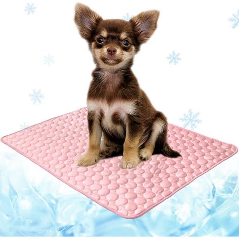 Cooling mat for dogs and cats, 70 x 55 cm, non-slip, non-toxic gel, size L, pink (1/5)