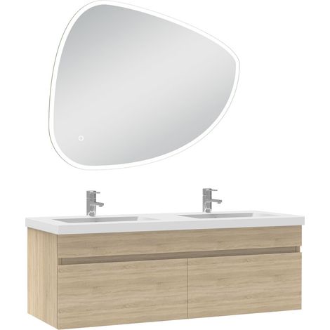 Océan meubles double vasque 120cm vasque + miroir 3 couleurs lumineux Chêne Wotan (1/4)