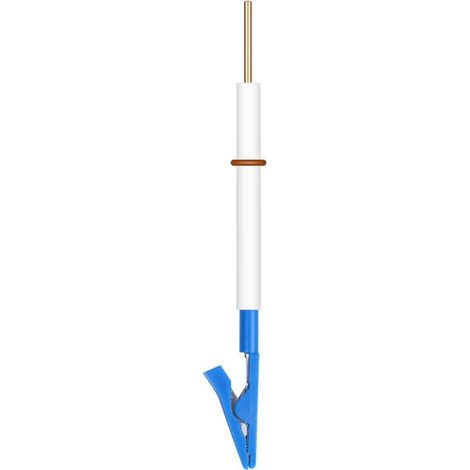 Porte-électrode, pince multifonction avec gaine de protection en plastique. Porte-électrode avec pince crocodile amovible en cuivre nickelé et corps en PTFE pour cellule d'électrolyse. (1/5)
